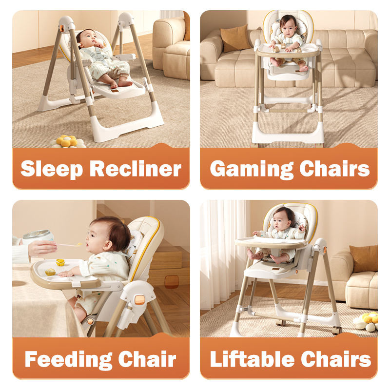 2-in-1 Adjustable Baby High Chair & Manual Swing – Grey & White