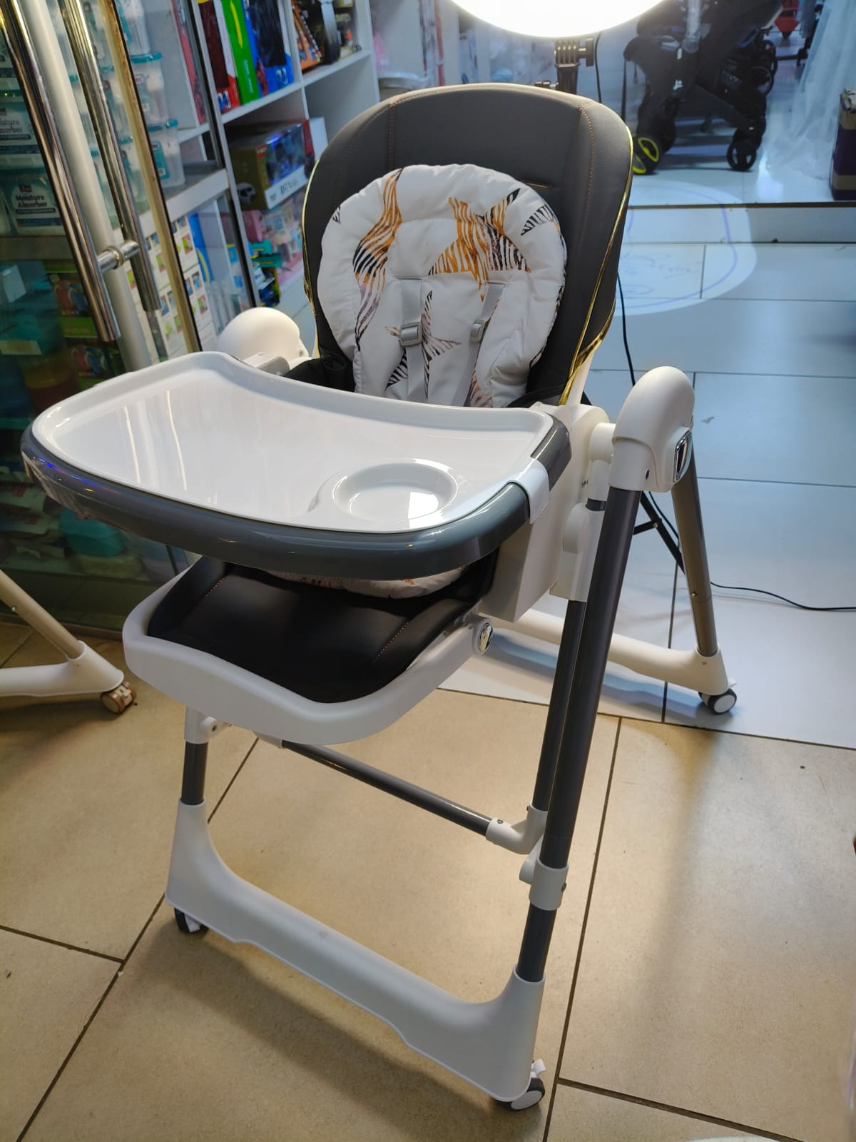 2-in-1 Adjustable Baby High Chair & Manual Swing – Grey & White