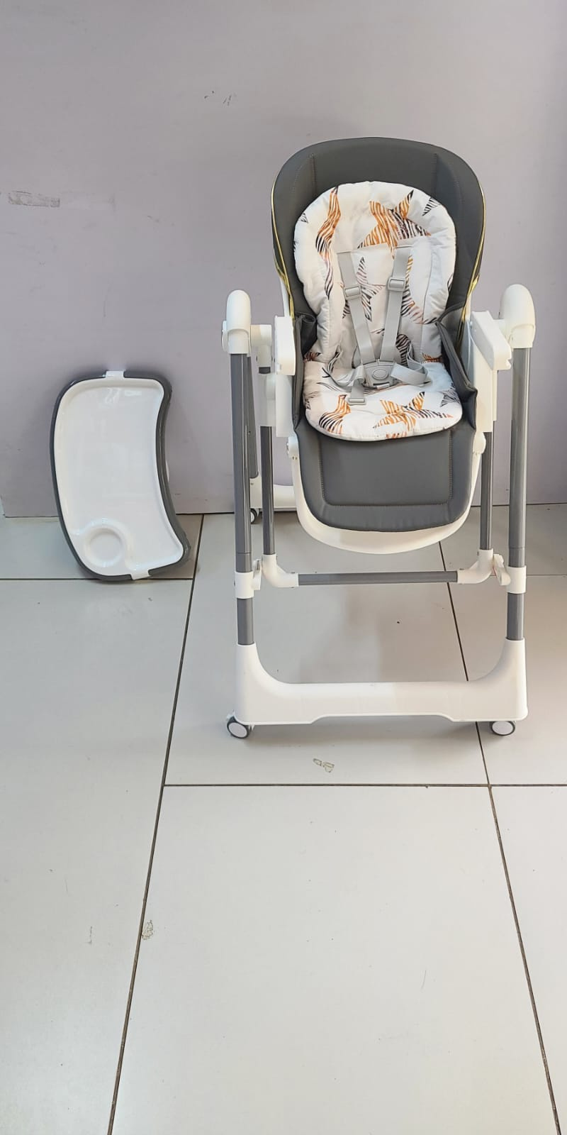 2-in-1 Adjustable Baby High Chair & Manual Swing – Grey & White
