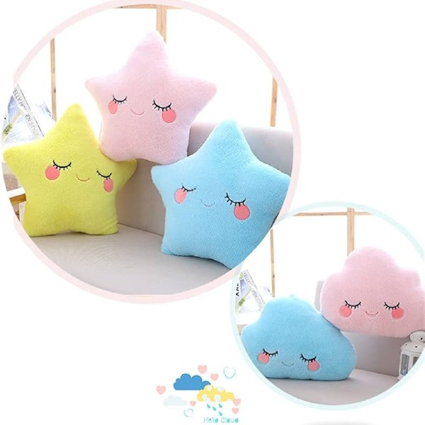 Nursery Decorative Baby Pillows – Soft Embroidered Sleeping Face Cushions