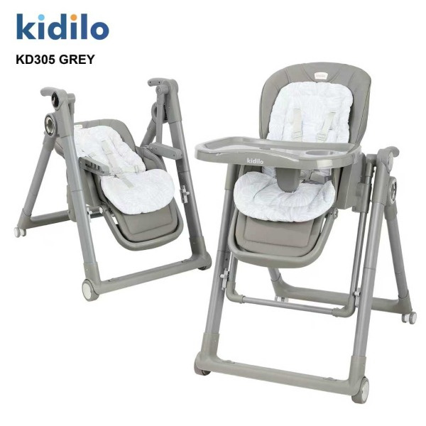 Kidilo Manual Swing Feeding Chair – Gray | Adjustable Baby High Chair | Aquababy Collection Kenya
