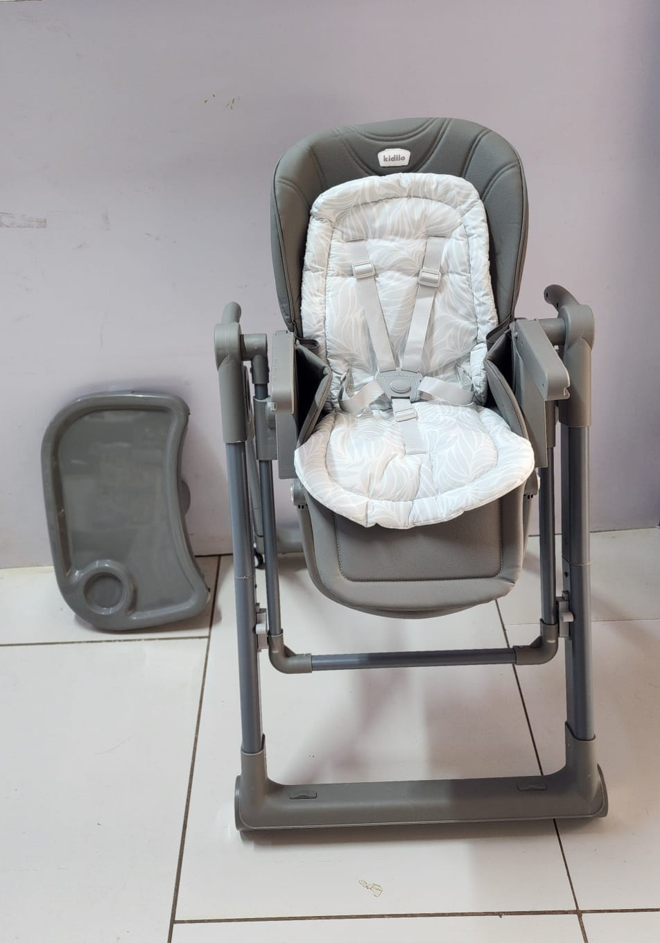 Kidilo Manual Swing Feeding Chair – Gray | Adjustable Baby High Chair | Aquababy Collection Kenya