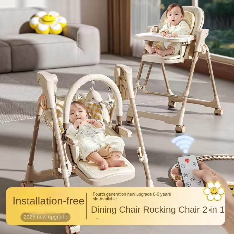 Electric Adjustable Baby High Chair Beige | Reclining Feeding Chair | Aquababy Collection Kenya