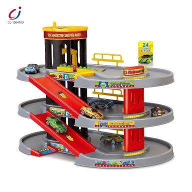 4-level spiral parking garage playset for kids