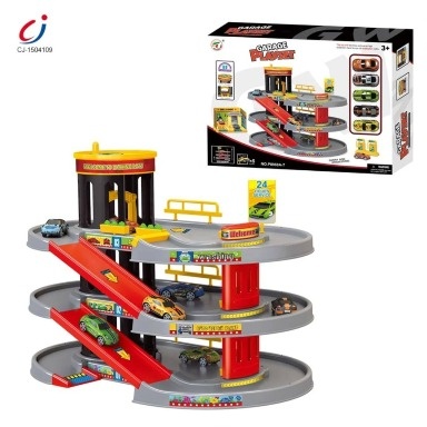 4-level spiral parking garage playset for kids