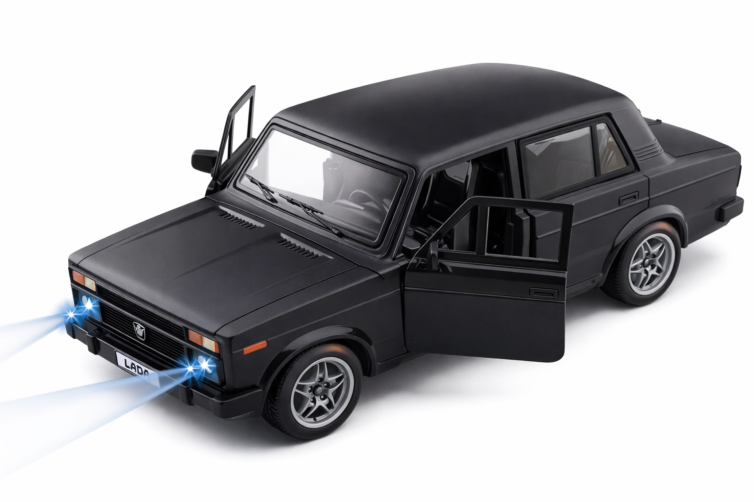 Black 4x4 Diecast Toy SUV Car with LED Lights & Opening Doors | Kids Toy Car