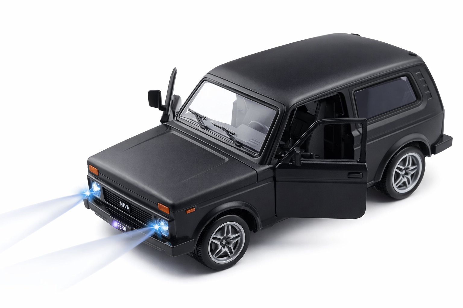 Black 4x4 Diecast Toy SUV Car with LED Lights & Opening Doors | Kids Toy Car
