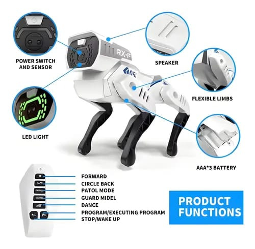 Interactive intelligent AI robot stunt dog toy