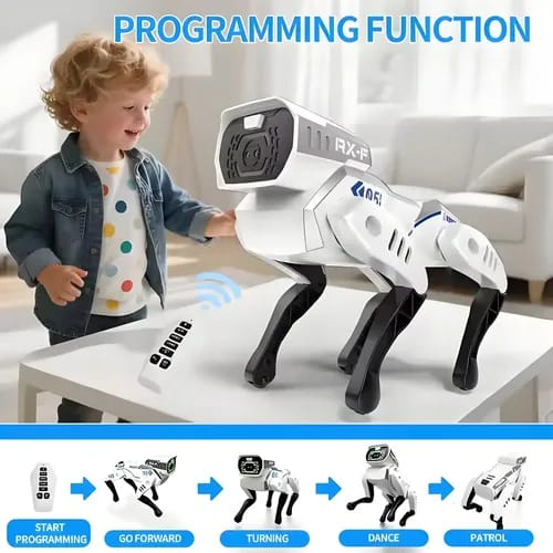 Interactive intelligent AI robot stunt dog toy