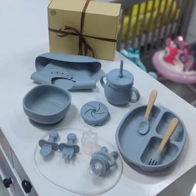 Complete Silicone Baby Feeding Set – Suction Plate, Bowl, Bib & Cup | Aquababy Collection Kenya