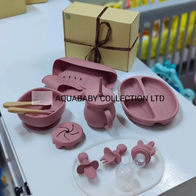 Complete Silicone Baby Feeding Set – Suction Plate, Bowl, Bib & Cup | Aquababy Collection Kenya