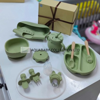 Complete Silicone Baby Feeding Set – Suction Plate, Bowl, Bib & Cup | Aquababy Collection Kenya