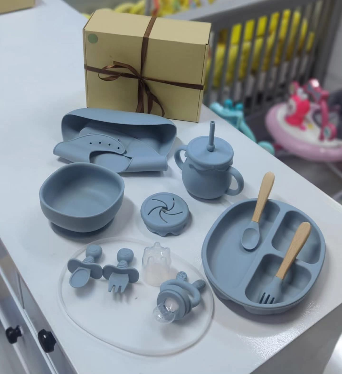 Complete Silicone Baby Feeding Set – Suction Plate, Bowl, Bib & Cup | Aquababy Collection Kenya