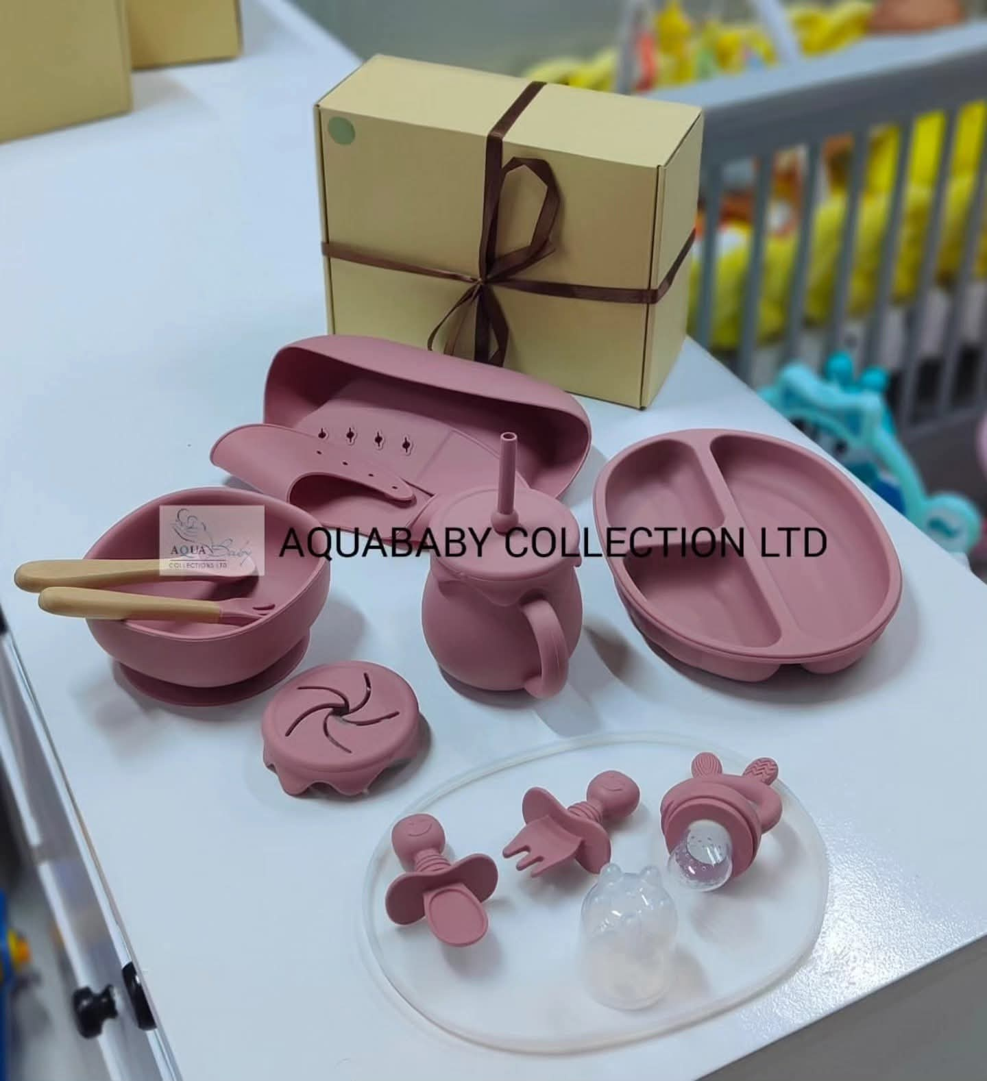 Complete Silicone Baby Feeding Set – Suction Plate, Bowl, Bib & Cup | Aquababy Collection Kenya
