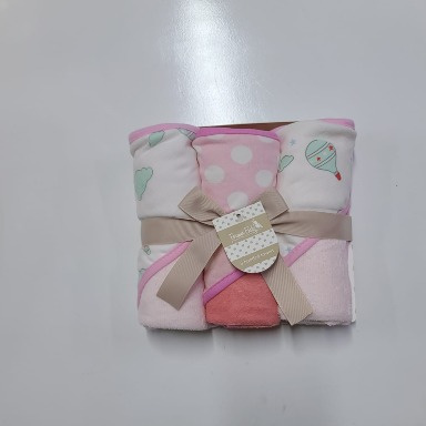 Forever Baby 3 Piece Hooded Towel Set Pink
