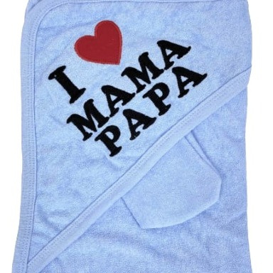 I ❤️ Mama Papa Hooded Baby Towel with Wash Mitt – Soft Baby Bath Towel | Aquababy Collection Kenya