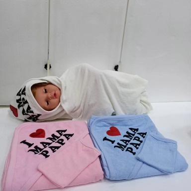 I ❤️ Mama Papa Hooded Baby Towel with Wash Mitt – Soft Baby Bath Towel | Aquababy Collection Kenya