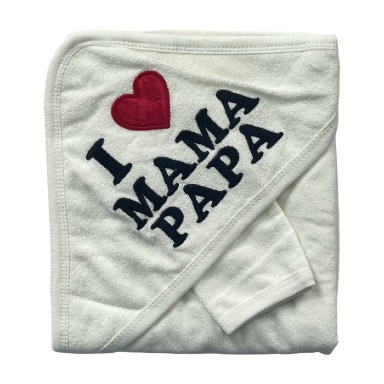 I ❤️ Mama Papa Hooded Baby Towel with Wash Mitt – Soft Baby Bath Towel | Aquababy Collection Kenya