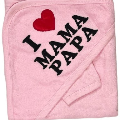 I ❤️ Mama Papa Hooded Baby Towel with Wash Mitt – Soft Baby Bath Towel | Aquababy Collection Kenya
