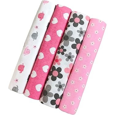 4 Pack Cotton Flannel Receiving Blankets – Soft Baby Swaddle Blankets | Aquababy Collection