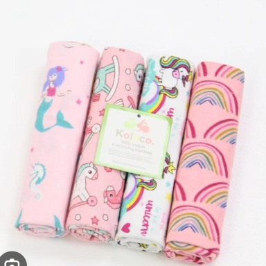 4 Pack Cotton Flannel Receiving Blankets – Soft Baby Swaddle Blankets | Aquababy Collection