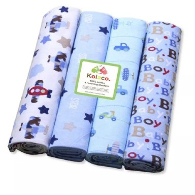 4 Pack Cotton Flannel Receiving Blankets – Soft Baby Swaddle Blankets | Aquababy Kenya