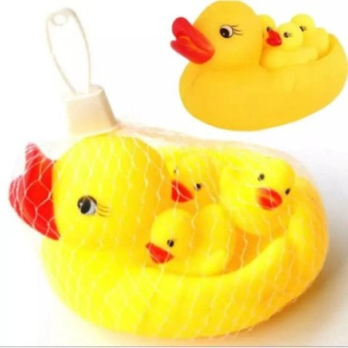 4-Piece Squeaky Rubber Duck Family Bath Toy Set