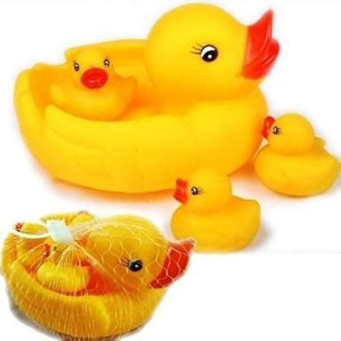 4-Piece Squeaky Rubber Duck Family Bath Toy Set