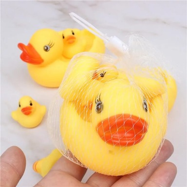 4-Piece Squeaky Rubber Duck Family Bath Toy Set