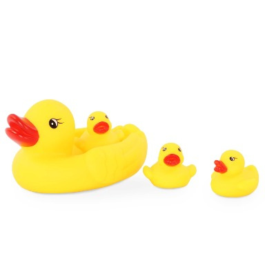 4-Piece Squeaky Rubber Duck Family Bath Toy Set