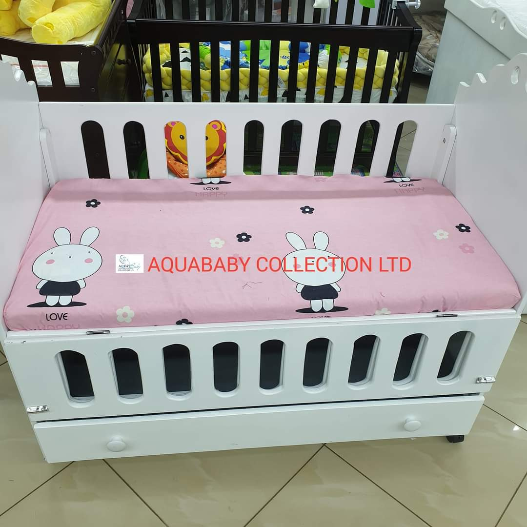 Baby Cot Fitted Sheet 2*4ft/120x60 cm | Cotton Baby Mattress Sheet | Aquababy Collection Kenya