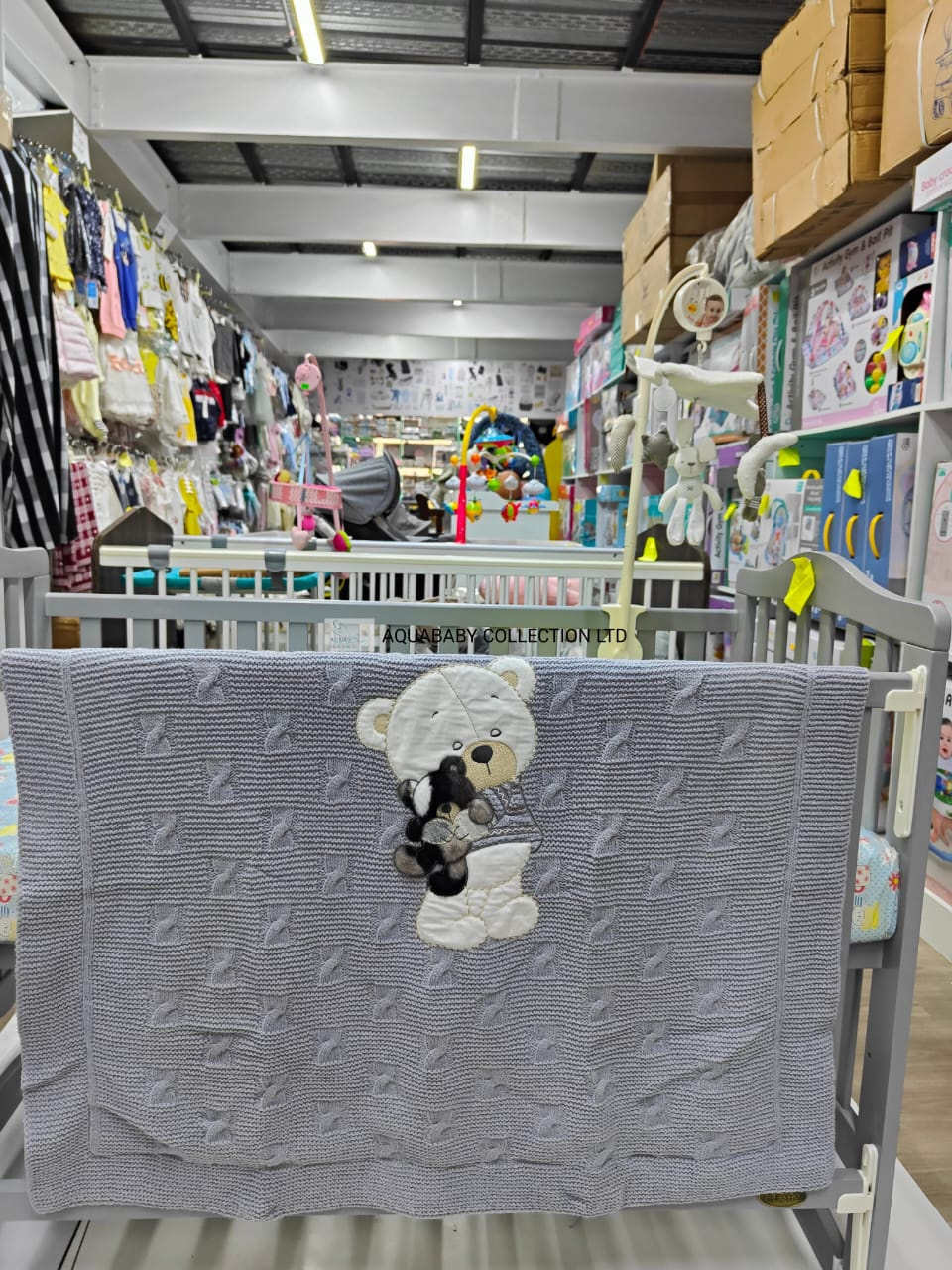 Sebi Baby Cotton Blanket with Teddy Bear Design | Soft Baby Blanket Kenya | Aquababy Collection