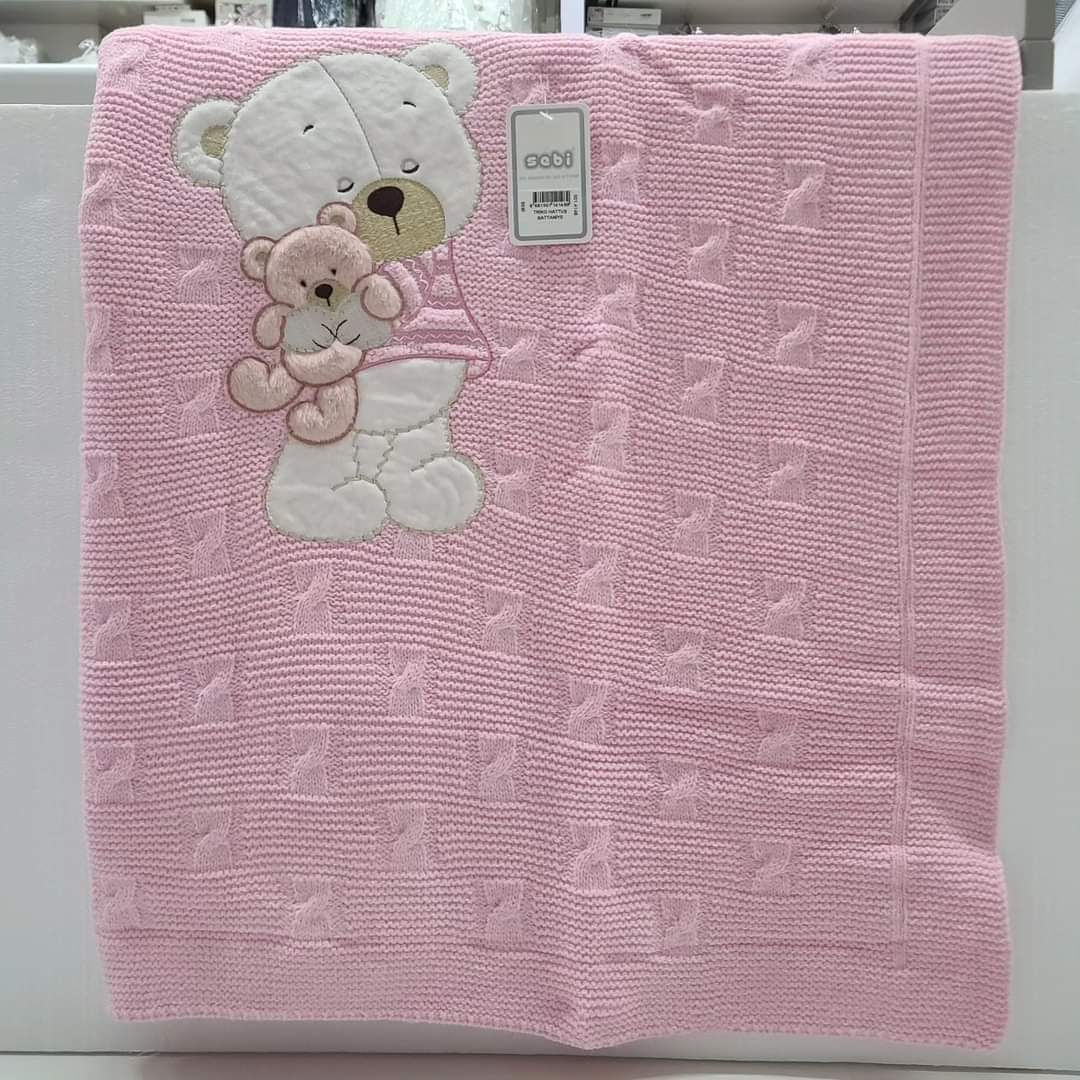 Sebi Baby Cotton Blanket with Teddy Bear Design | Soft Baby Blanket Kenya | Aquababy Collection