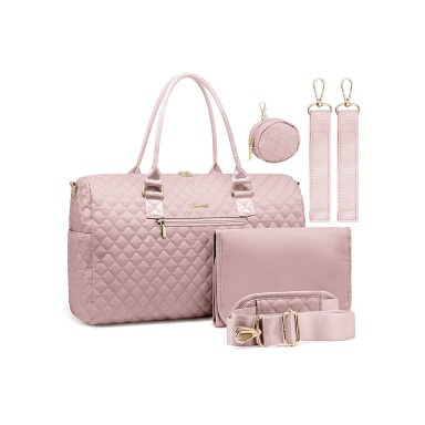 LOVEVOOK Quilted Diaper Tote Bag 5-Piece Set – Stylish Baby Mommy Bag