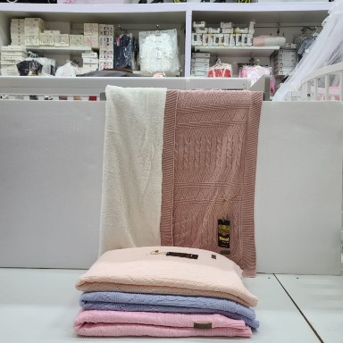 Knitted Baby Shawl Blanket with fleece Lining | Pram & Stroller Blanket Kenya