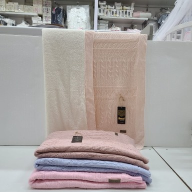 Knitted Baby Shawl Blanket with fleece Lining | Pram & Stroller Blanket Kenya