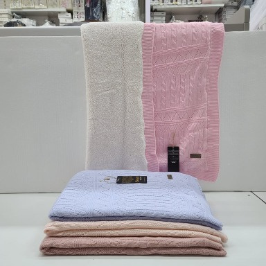 Knitted Baby Shawl Blanket with fleece Lining | Pram & Stroller Blanket Kenya