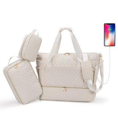 Travel Bag Set with USB Port – Large Capacity Diaper & Weekender Bag