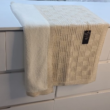 Knitted Baby Shawl Blanket with Sherpa Lining | Pram & Stroller Blanket Kenya