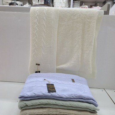 Knitted Baby Shawl Blanket with Sherpa Lining | Pram & Stroller Blanket Kenya
