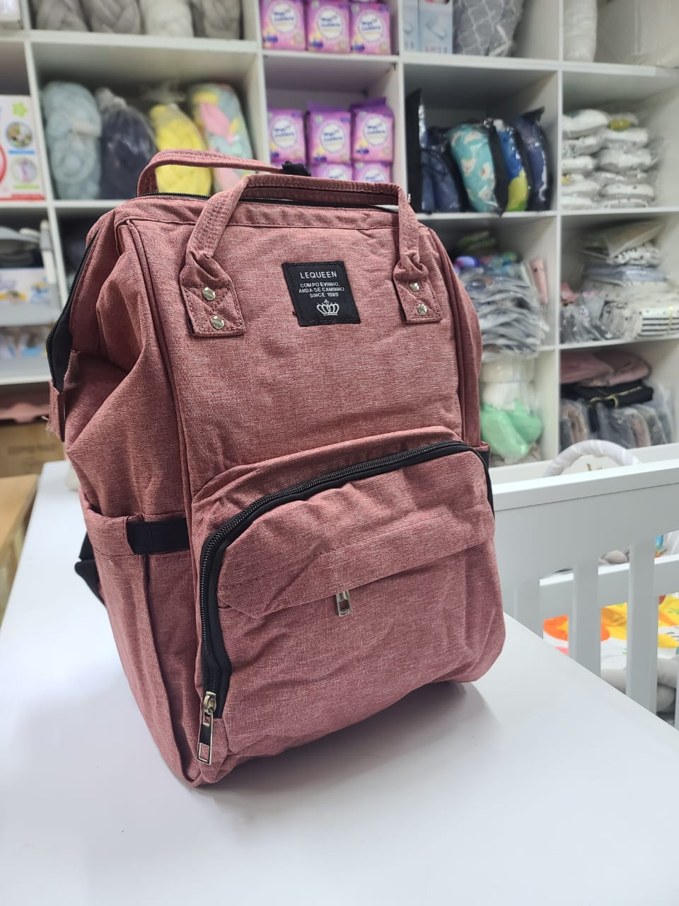 LeQueen Large-Capacity Diaper Bag Backpack – Stylish Multi-Functional Mommy Baby Bag