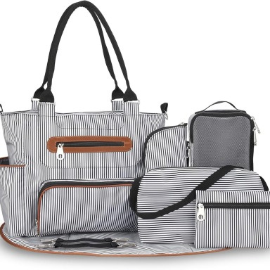 Premium 5‑in‑1 / 7-Piece Multi-Functional Diaper Bag Set for Parents