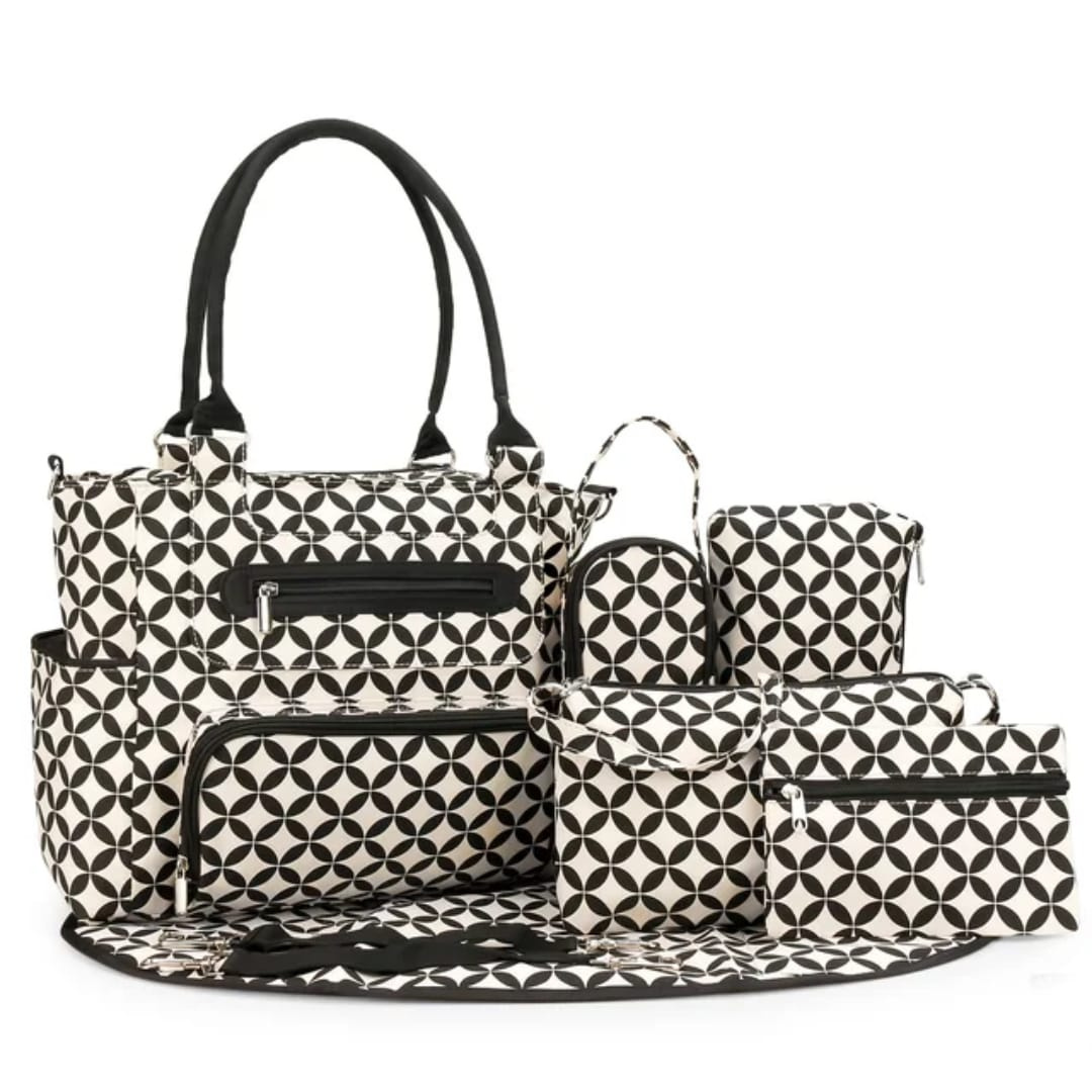 Premium 5‑in‑1 / 7-Piece Multi-Functional Diaper Bag Set for Parents