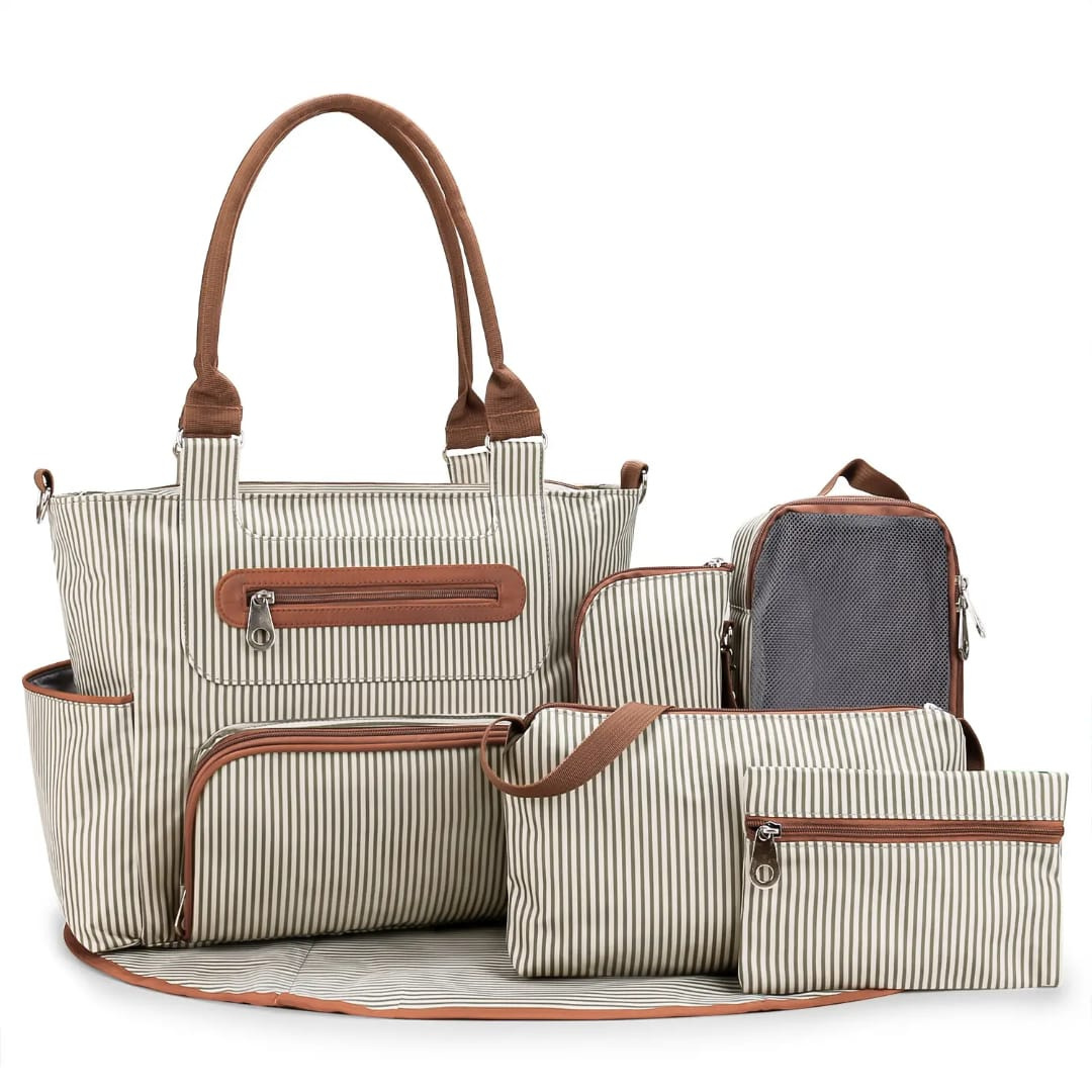 Premium 5‑in‑1 / 7-Piece Multi-Functional Diaper Bag Set for Parents