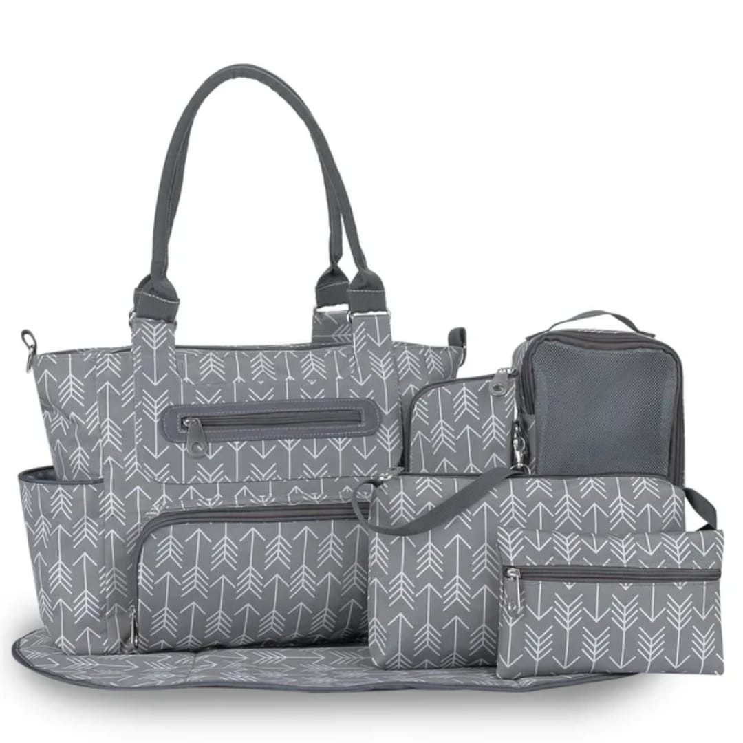 Premium 5‑in‑1 / 7-Piece Multi-Functional Diaper Bag Set for Parents