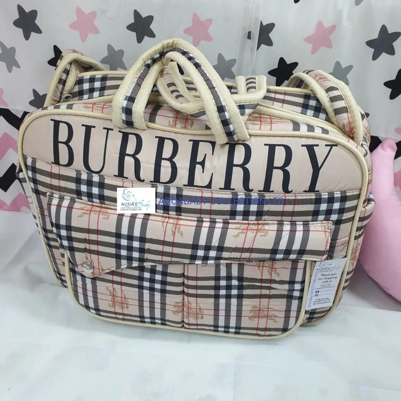 Luxury Baby Changing Bag – Quilted Diaper Bag with Detachable Shoulder Strap
