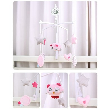 Konig Kids Wind-Up Baby Musical Crib Mobile – Pink Owl Baby Cot Mobile