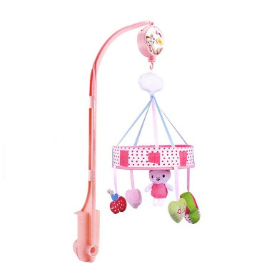 Premium Musical Rotating Cot Mobile – Pink Rabbit Wind-Up Baby Crib Mobile