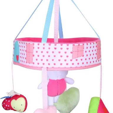 Premium Musical Rotating Cot Mobile – Pink Rabbit Wind-Up Baby Crib Mobile
