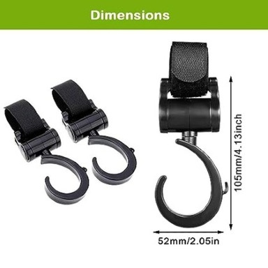 360° Rotating Stroller Hooks – Universal Pram & Stroller Bag Hangers